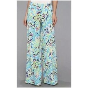 Lilly Pulitzer Middleton Sea Soiree Palazzo Pants Wide Leg Size M Resort Coastal